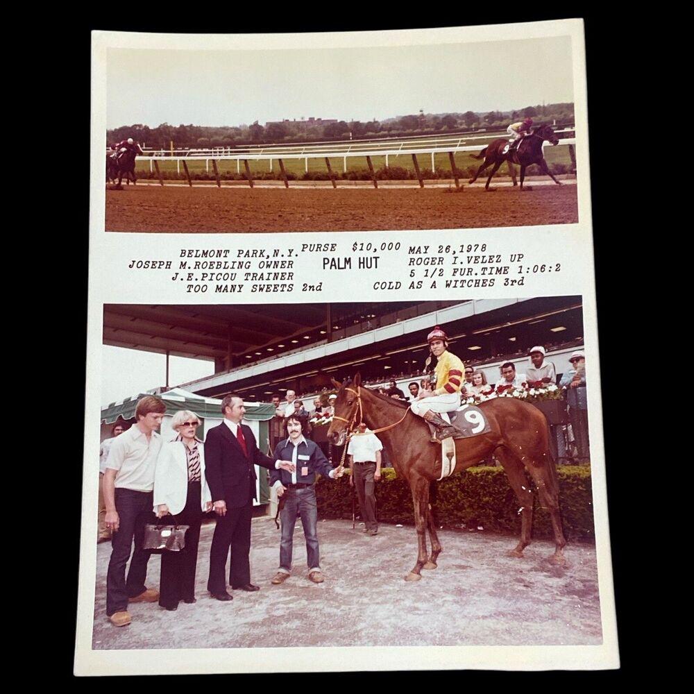 Vintage 1978 Belmont Park Winner Circle Photo Palm Hut Roger Velez